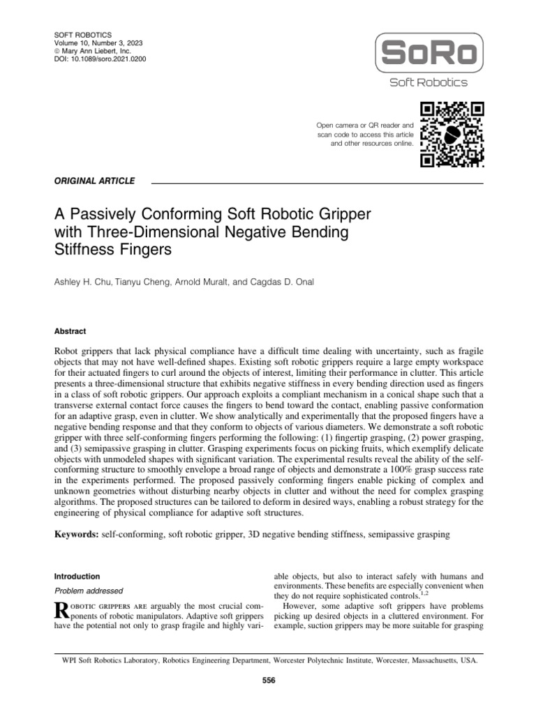Soft Robotic Gripper with Negative Stiffness | PDF | Robotics ...