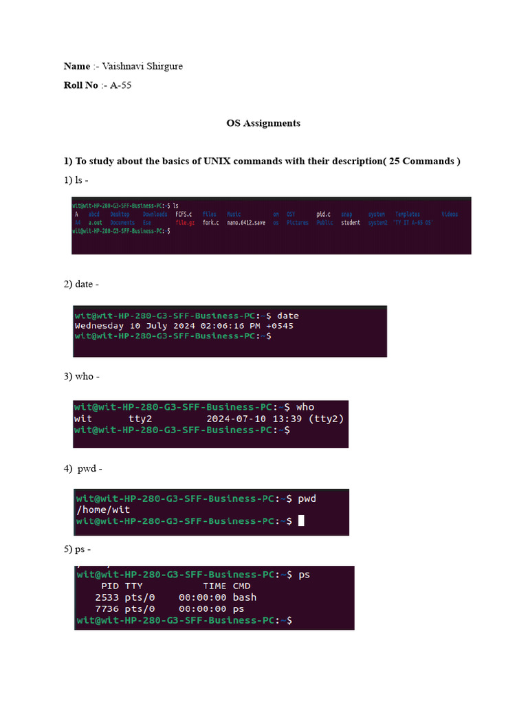 UNIX Commands and Scheduling Algorithms | PDF | Software Engineering ...