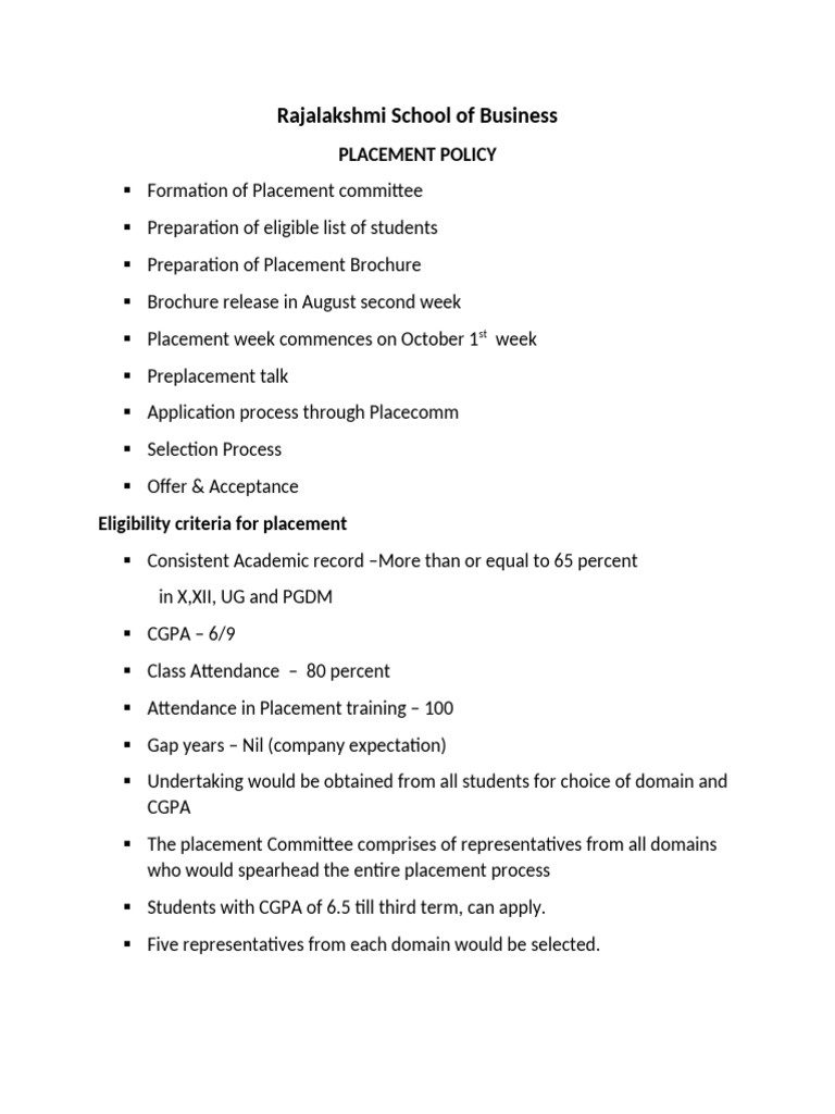 Placement Policy | PDF