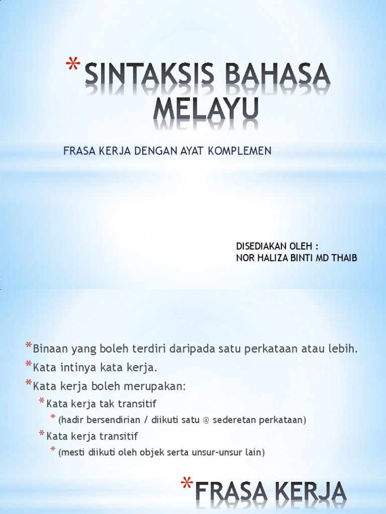 Sintaksis Bahasa Melayu Pdf