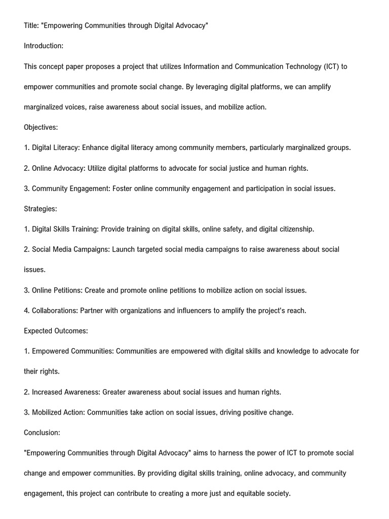 Title Empowering Communities Through Digital Advocacy Introduction This ...