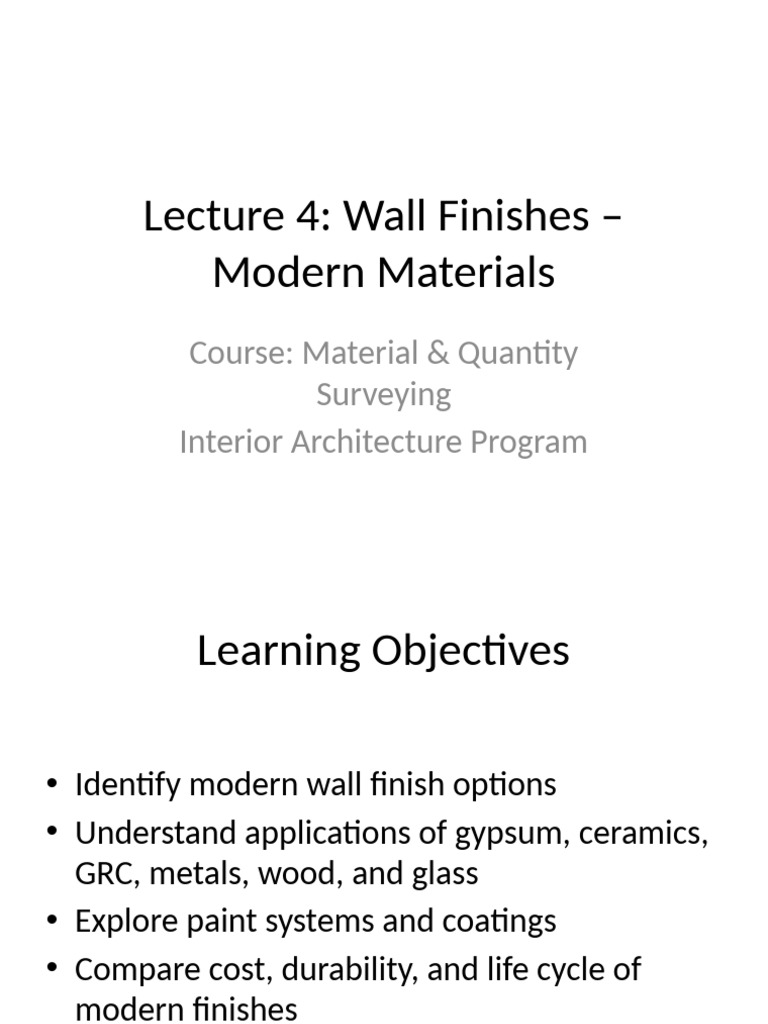 Lecture4 Wall Finishes Modern | PDF