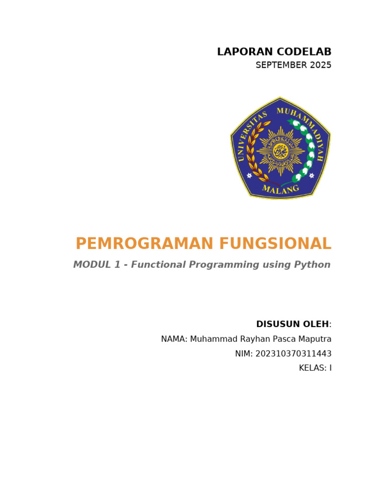 Laporan Pemrograman Fungsional Python | PDF