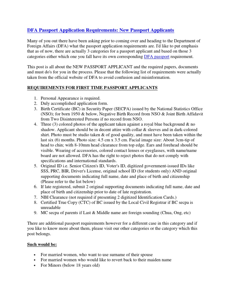 DFA Passport Application Requirements  Identity Document 