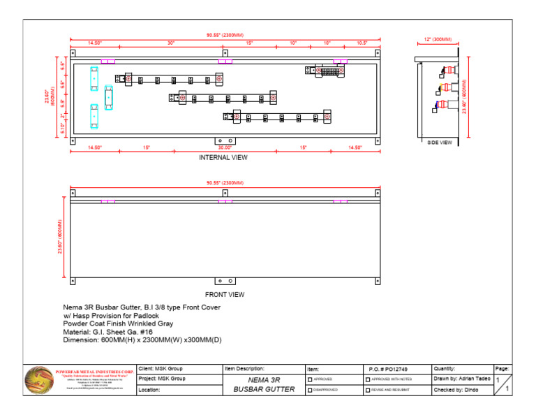 Busbar Gutter Specifications and Sizes | PDF