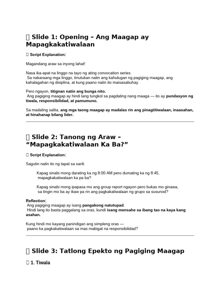 Week 4 Convocation Script | PDF