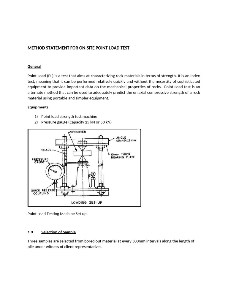 Method Statement For On-Site Point Load Test-00 | PDF