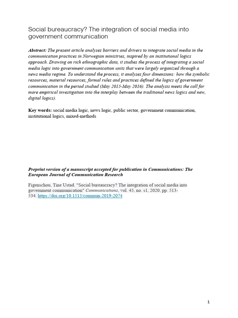 Integrating Social Media in Government Communication | PDF | Logic | News