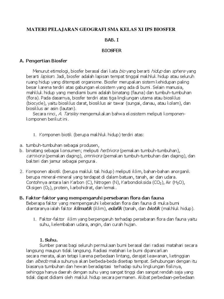 Soal Geografi Materi Biosfer Guru Paud