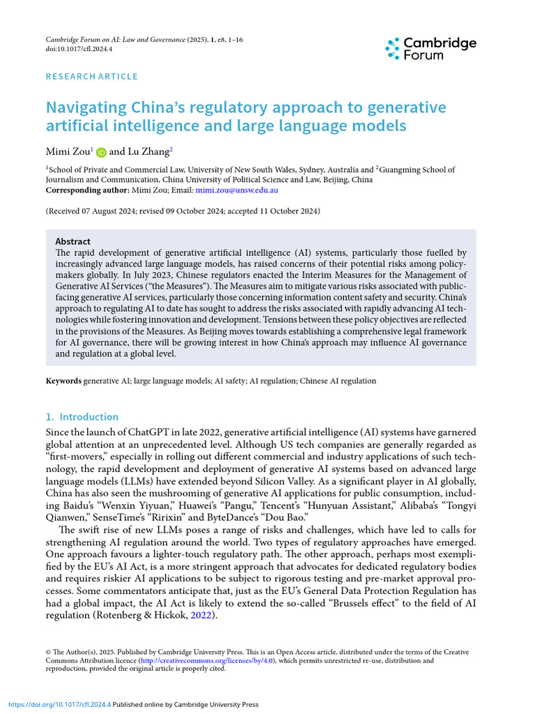 China's Generative AI Regulation Insights | PDF | Artificial ...