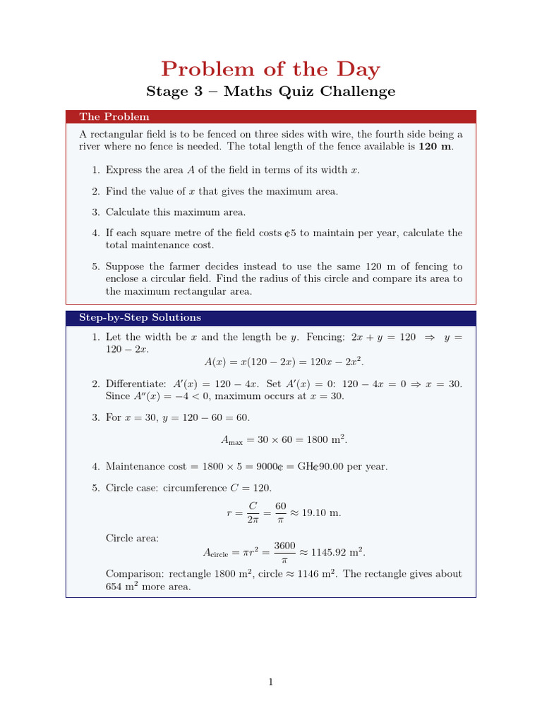 Problem of The Day | PDF