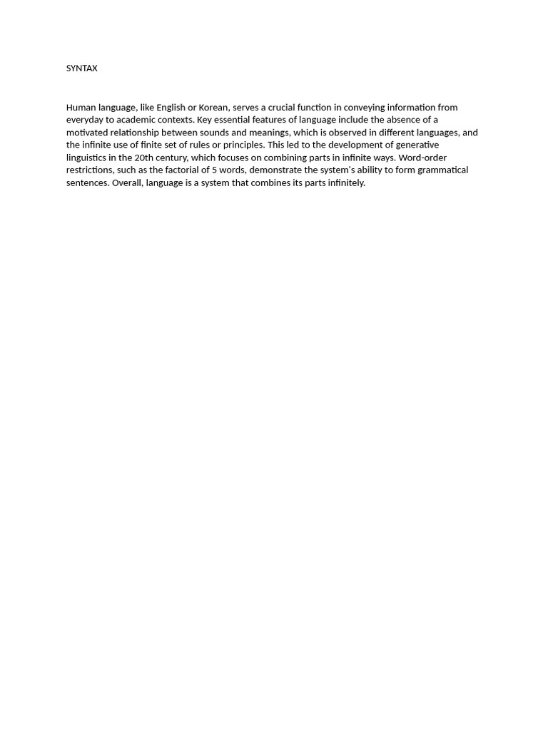 Understanding Language Syntax and Structure | PDF