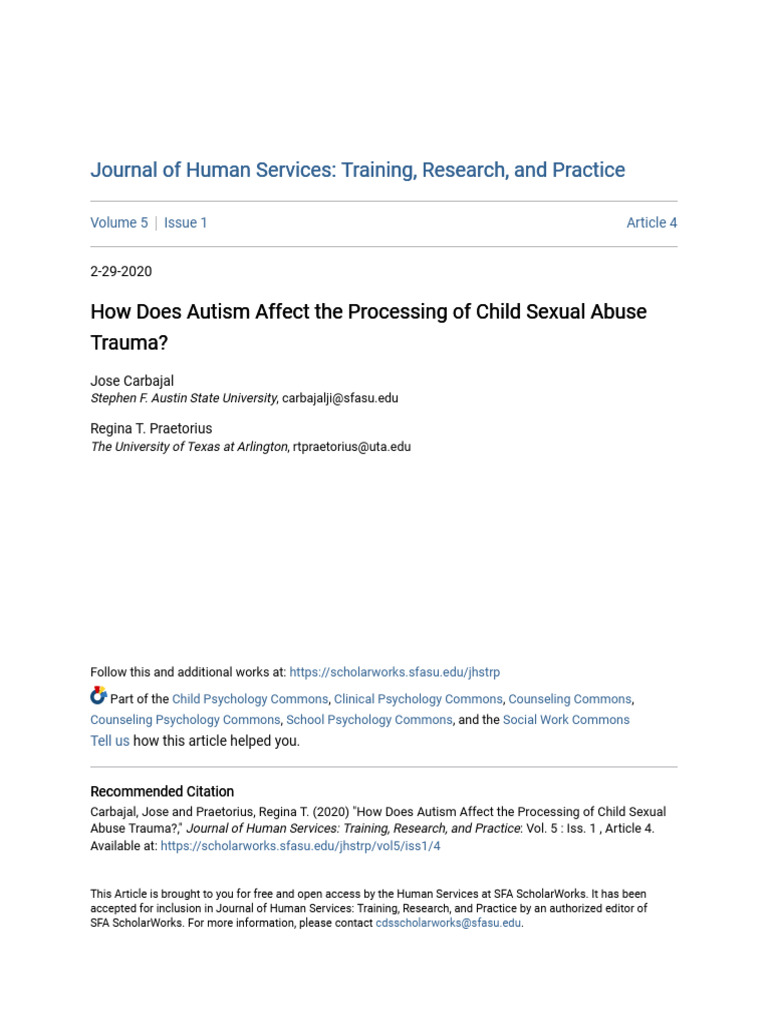 Autism's Impact on Child Abuse Trauma | PDF | Psychological Trauma | Autism