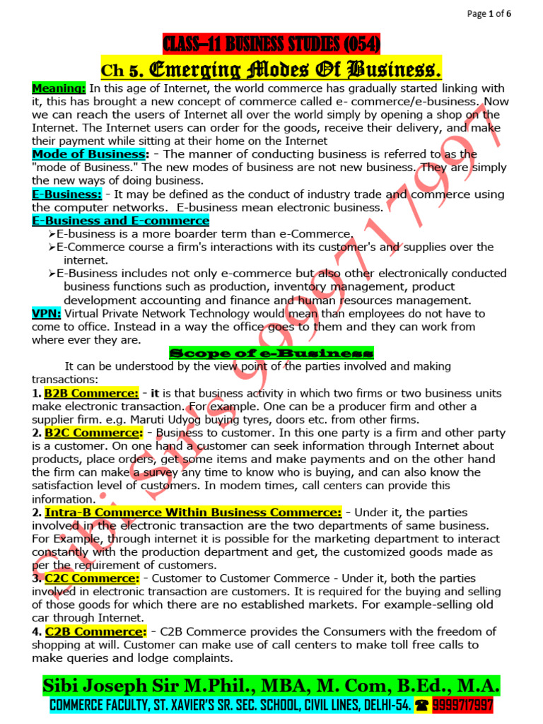 Emerging Modes of E-Business Explained | PDF | Electronic Business | E ...