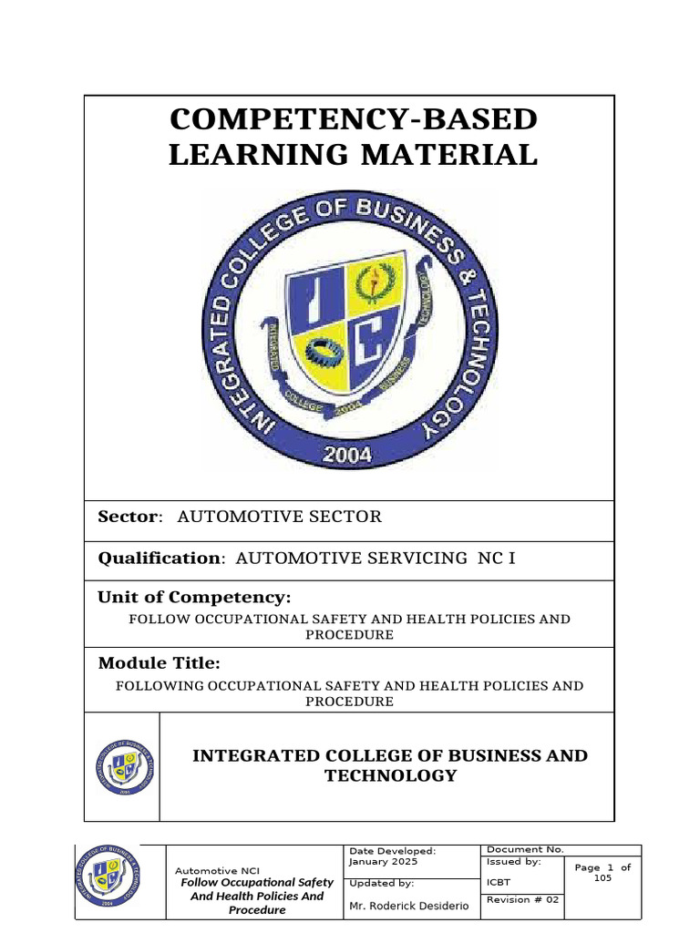 Following OSH Policies and Procedures | PDF | Occupational Safety And ...