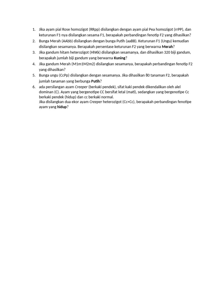 Soal Penyimpangan Semu HKM Mendel | PDF