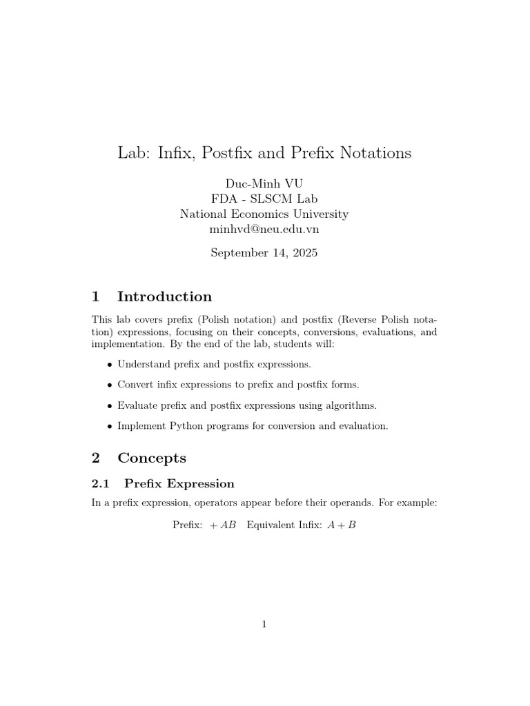 Lab-4.2. Infix, Prefix, Postfix Expression | PDF | Mathematics | Notation