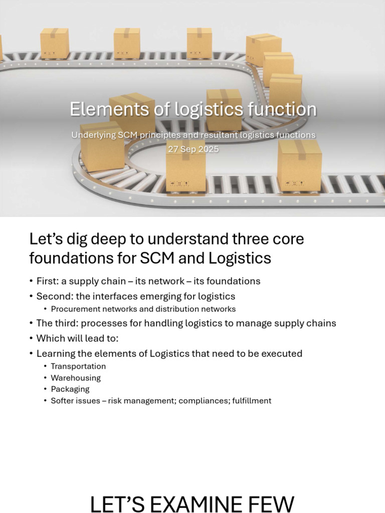 Core Elements of Logistics Functions | PDF | Supply Chain | Business