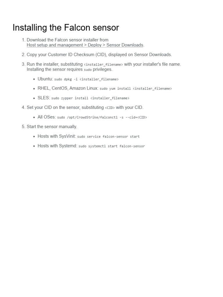 How to Install Falcon Sensor | PDF