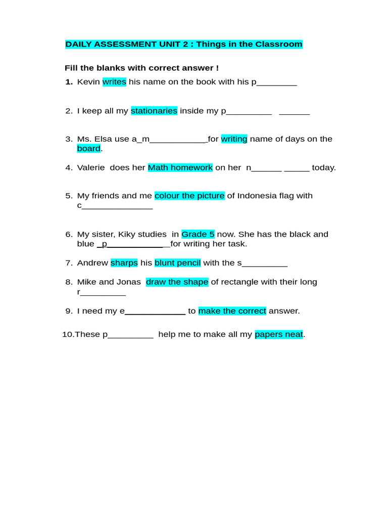 Da Unit 2 Classroom Grade2 24 | PDF