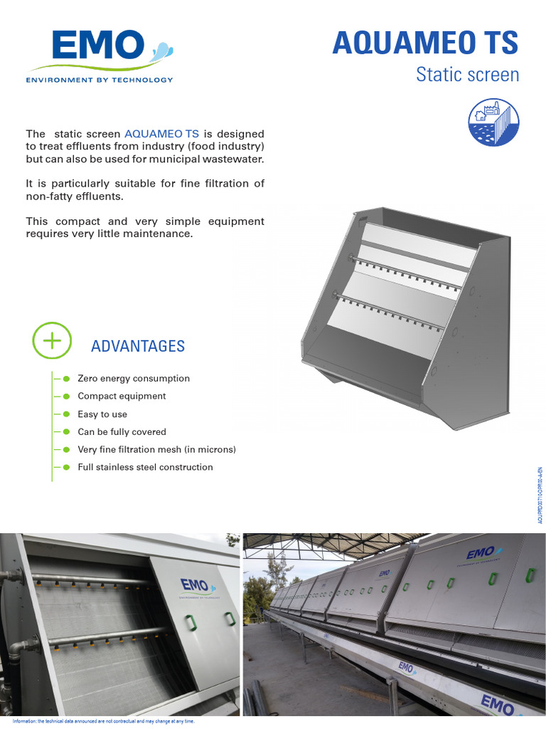 AQUAMEO TS: Compact Static Screen Filter | PDF | Effluent | Filtration