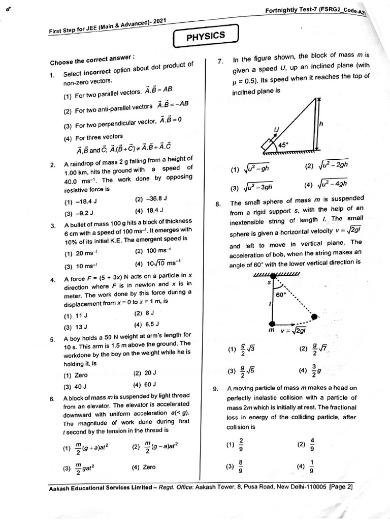 Work, Energy and Power Practice Paper | PDF