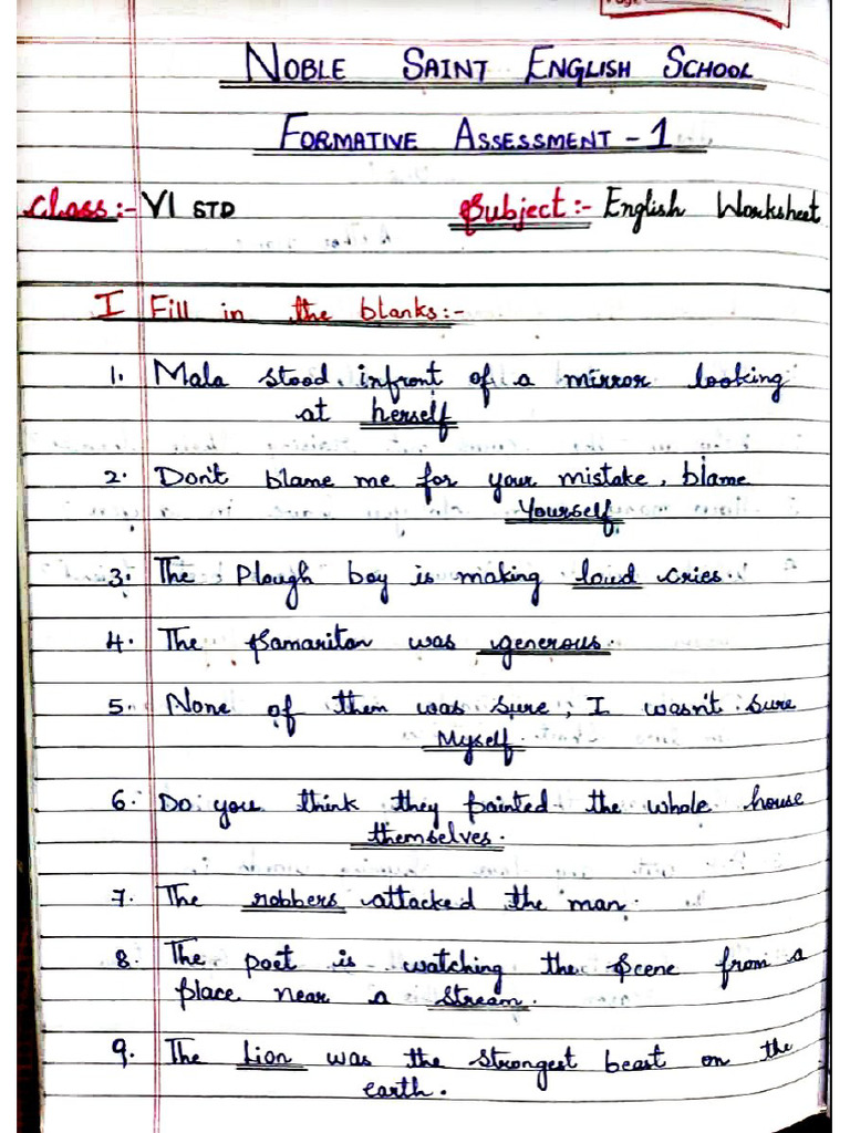 Grade 6 FA-1 English Worksheet | PDF