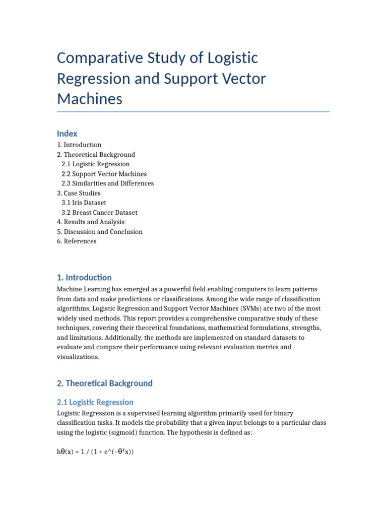 Logistic Regression vs SVM Comparison | PDF | Support Vector Machine ...