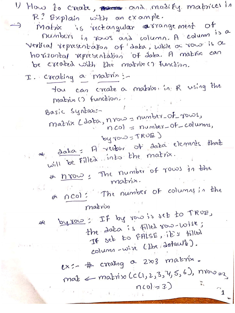 Matrices and List of R Programming | PDF
