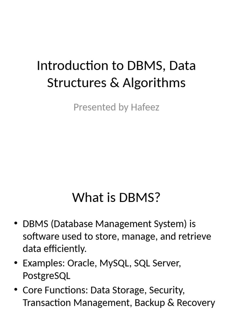 DBMS, Data Structures & Algorithms Guide | PDF