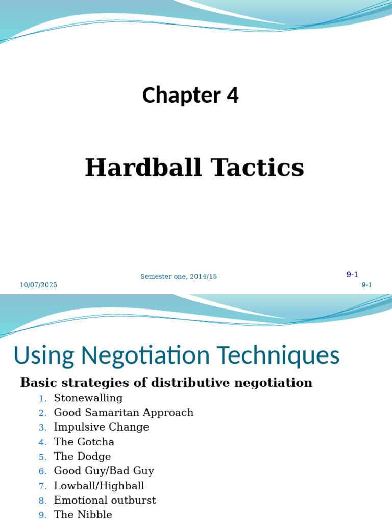Ch. 4 Hardball Tactics (Student) | PDF | Negotiation