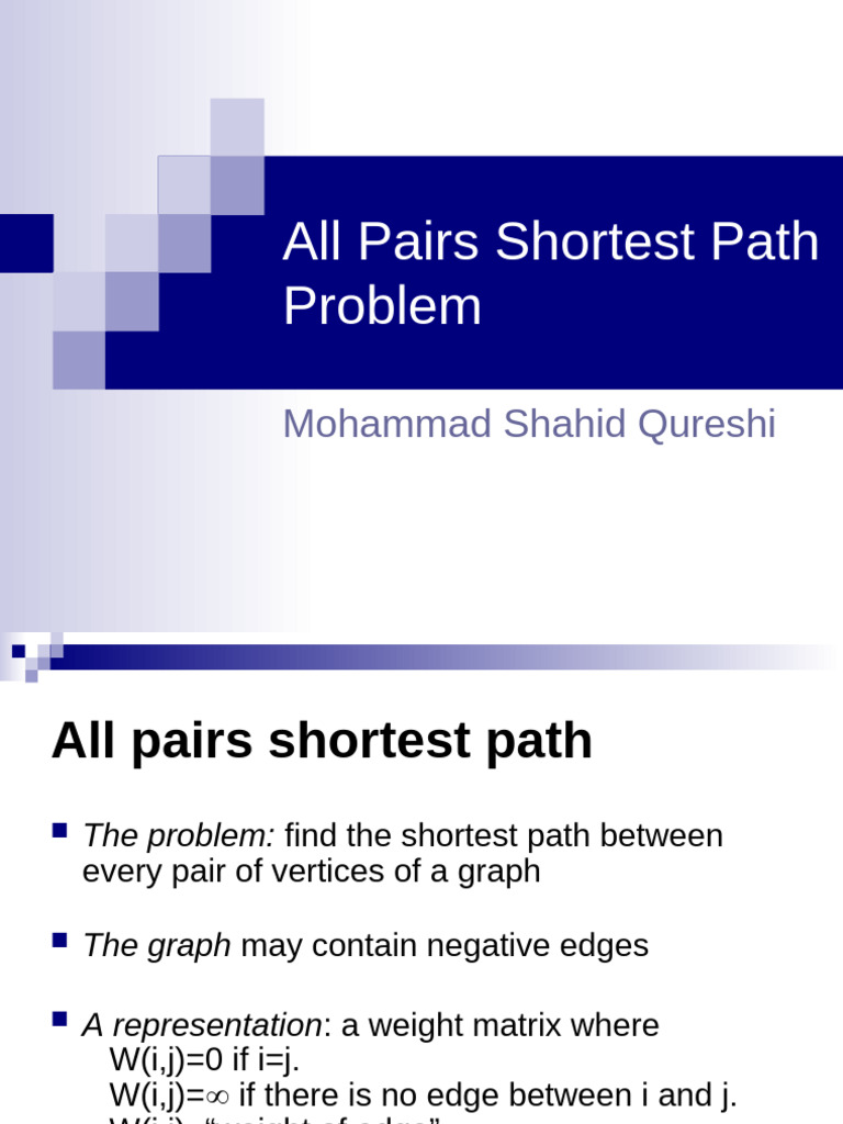 All Pairs Shortest Path Algorithms | PDF | Computational Complexity ...