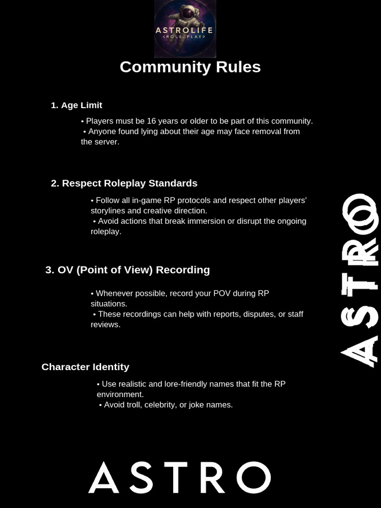 Astro Life RP Community Guidelines | PDF