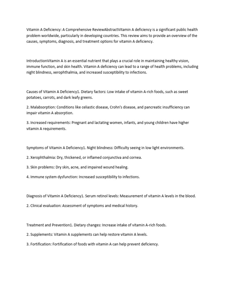 Vitamin A Deficiency | PDF