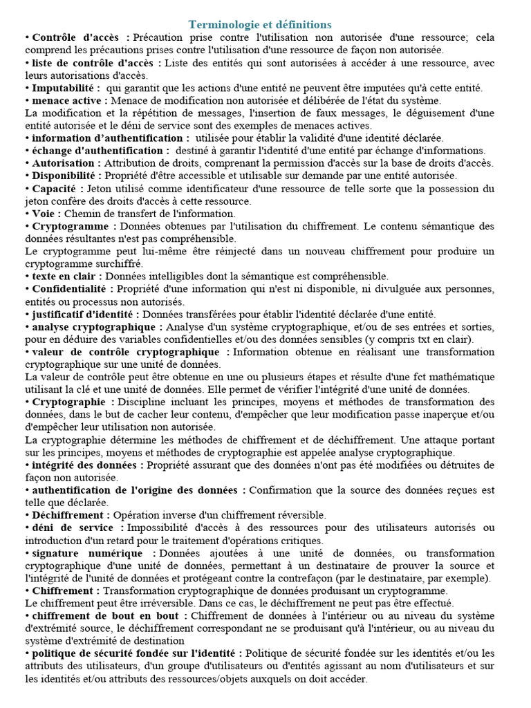 Terminologie de la sécurité informatique | PDF | Cryptage | Public-key ...