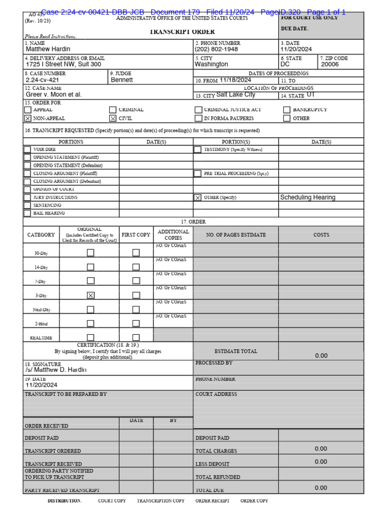Transcript Order Form AO 435 | PDF | Justice | Crime & Violence