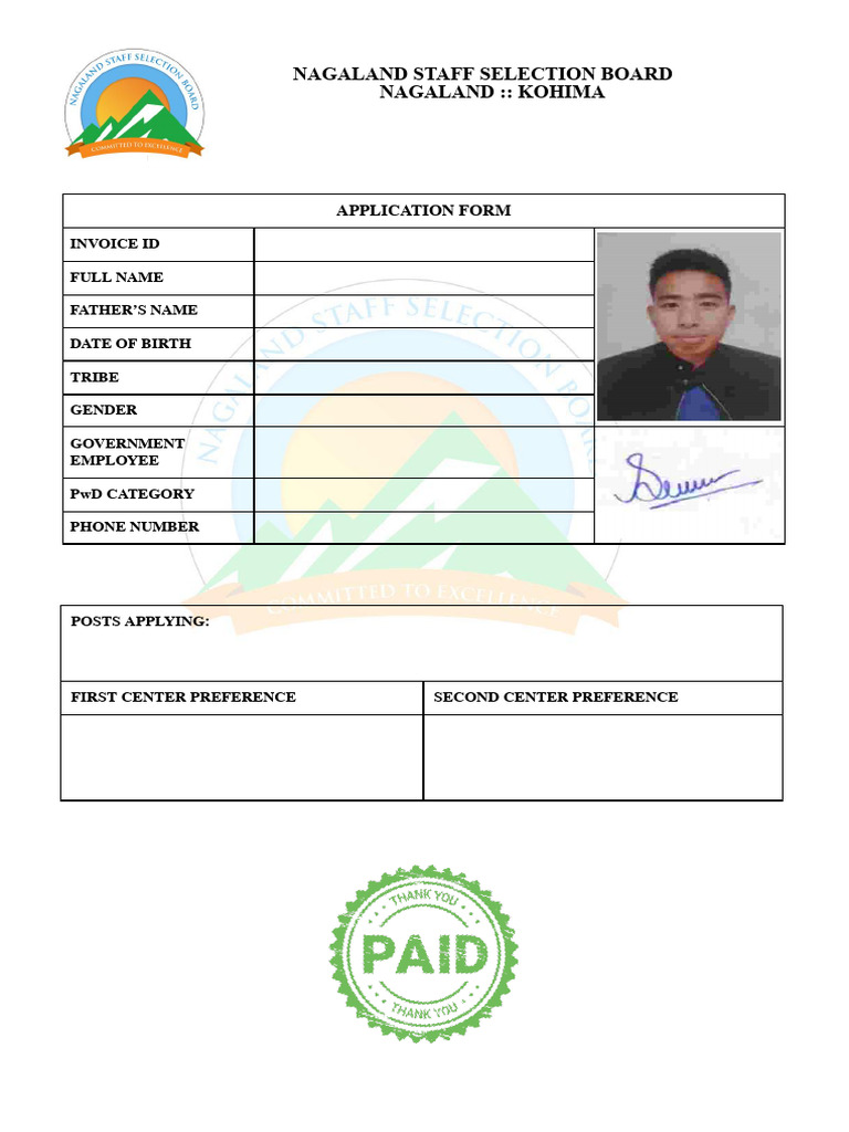 Nagaland Staff Recruitment Application 2025 | PDF