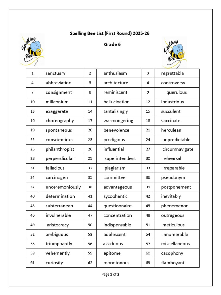 Spelling Bee G6 PDF