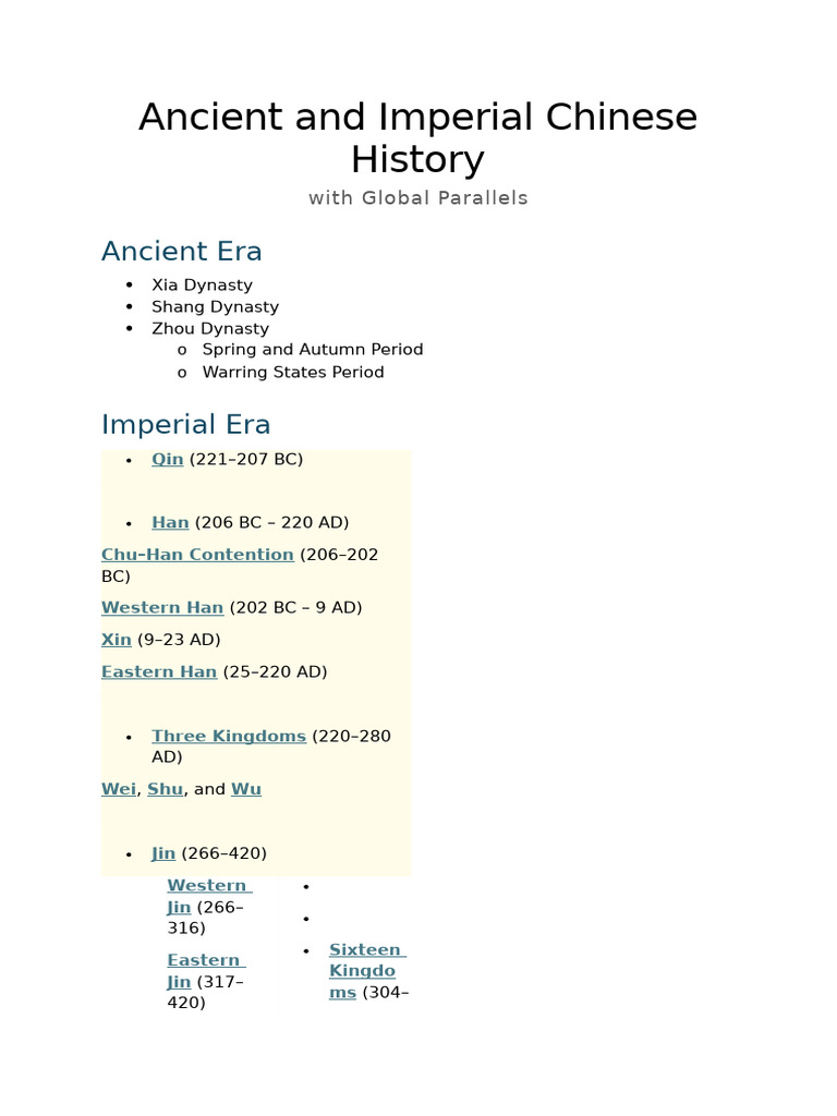 Ancient Chinese History Overview | PDF | History Of China