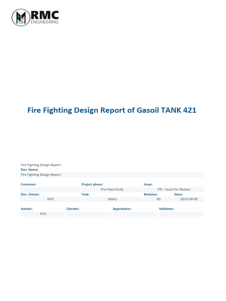 Fire Fighting Design for Gasoil Tank 421 | PDF | Firefighting | Fire ...