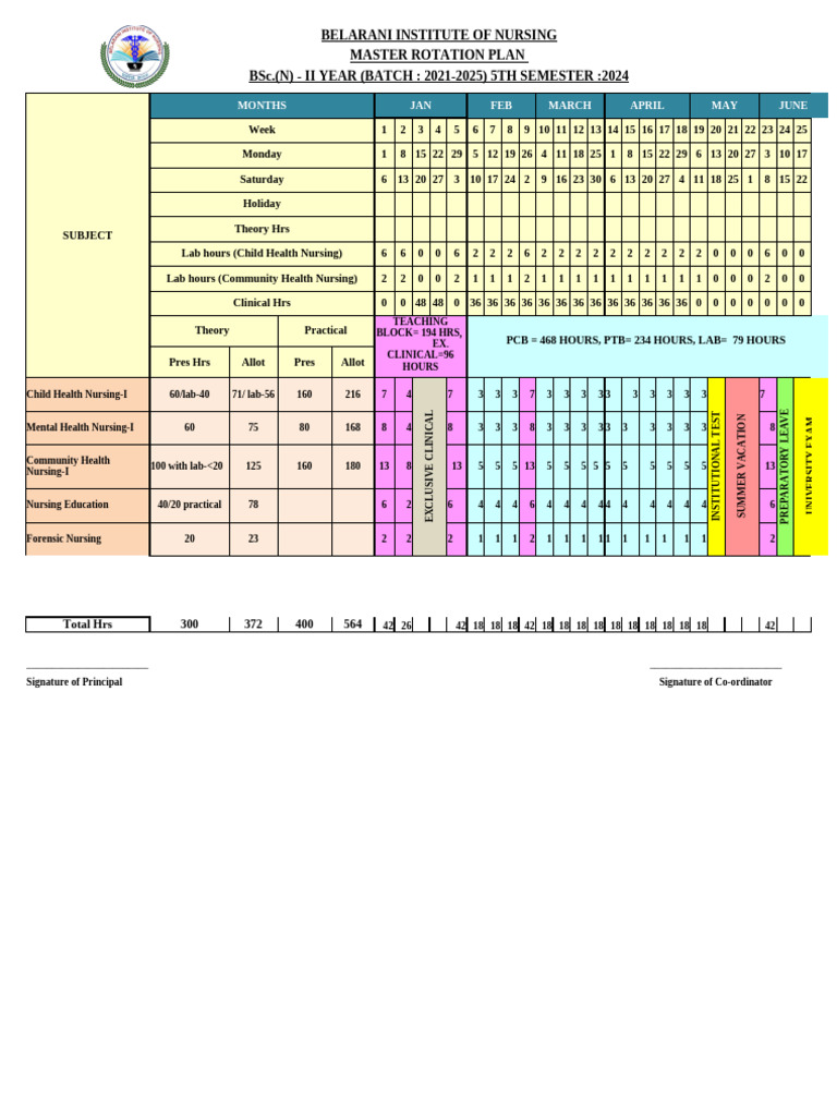 Nursing Master Rotation Plan 2024 | PDF | Health Care | Nursing
