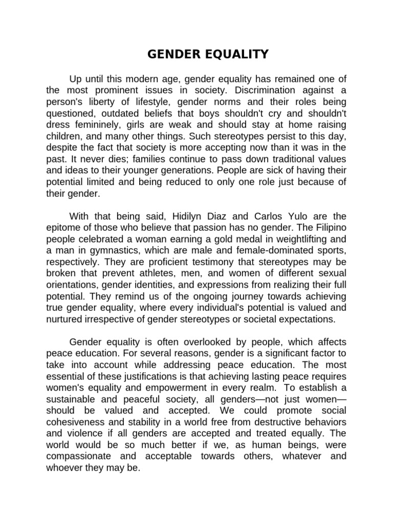 Promoting Gender Equality for Peace | PDF