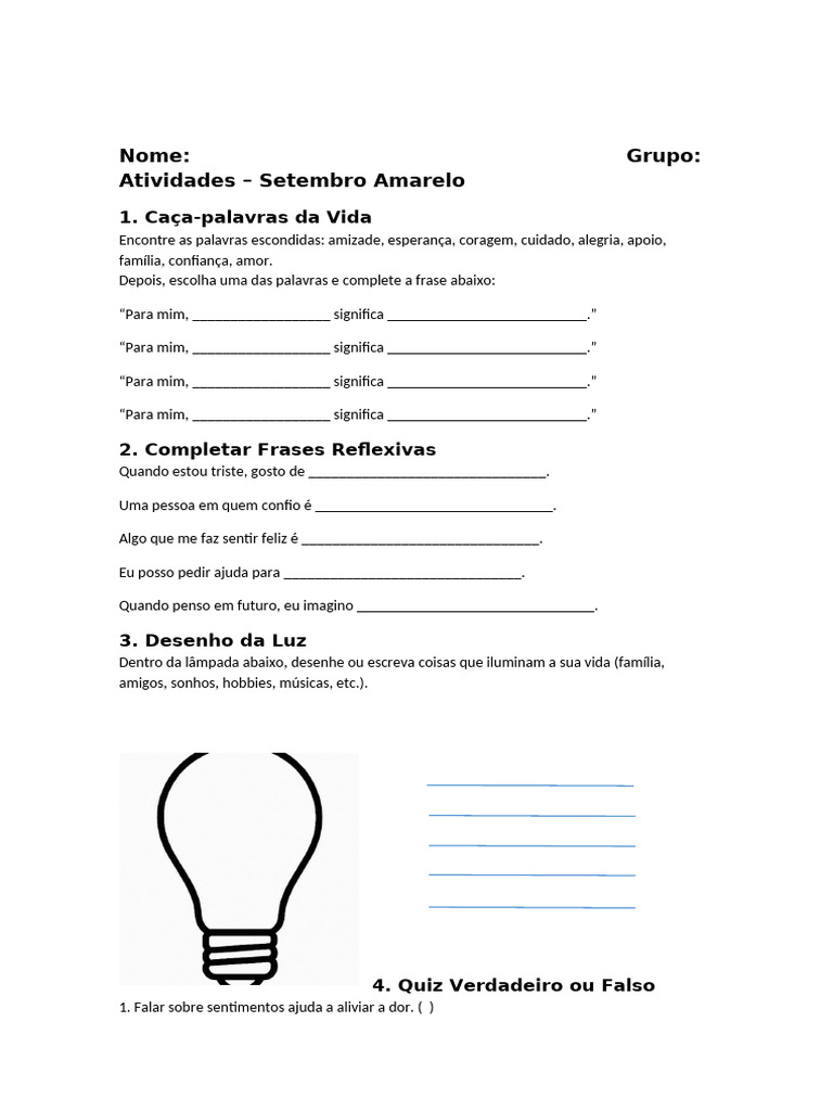 Atividades Reflexivas para Jovens | PDF