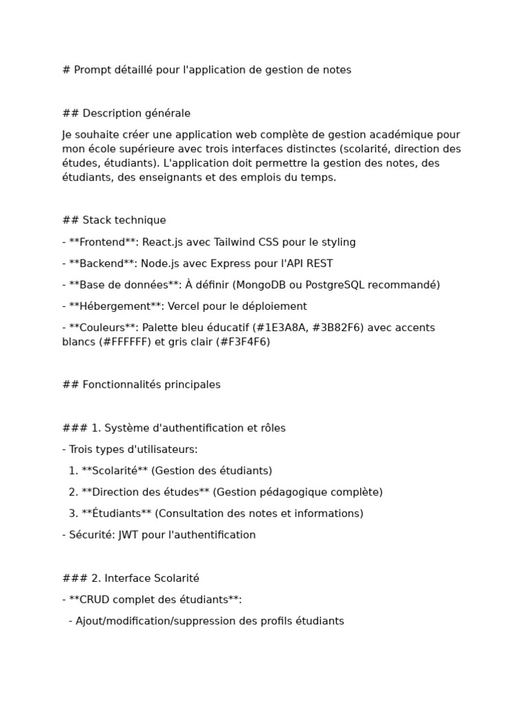 Application de Gestion Académique Web | PDF | Logiciel | Développement ...