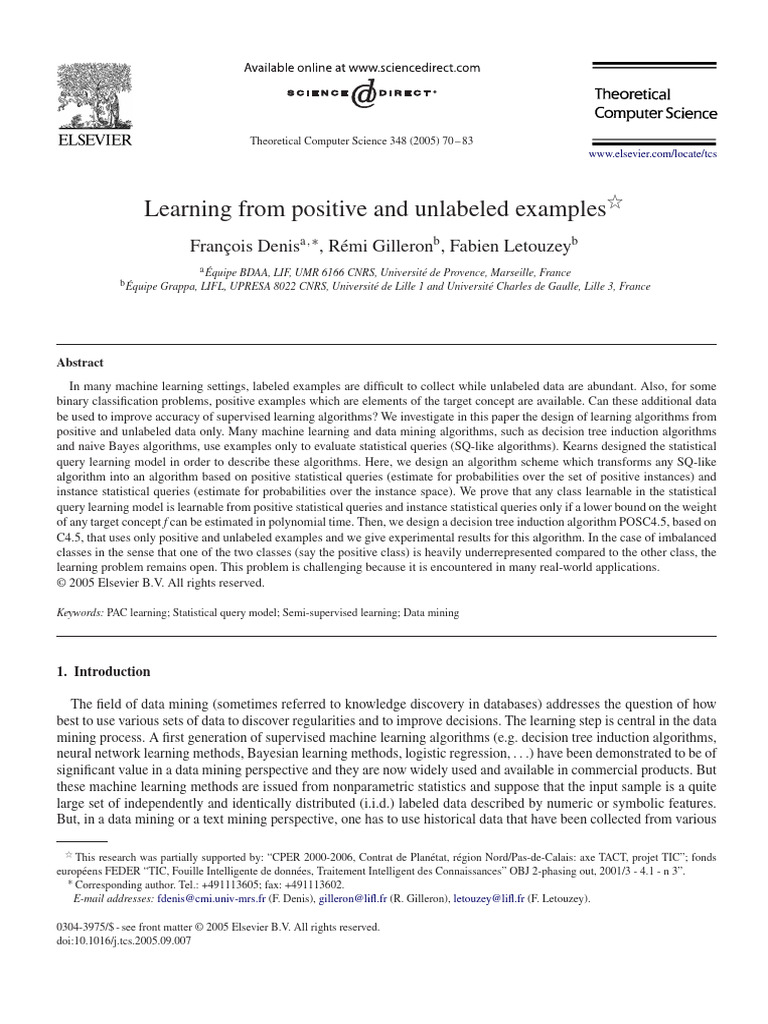 Learning from Positive and Unlabeled Data | PDF | Machine Learning ...