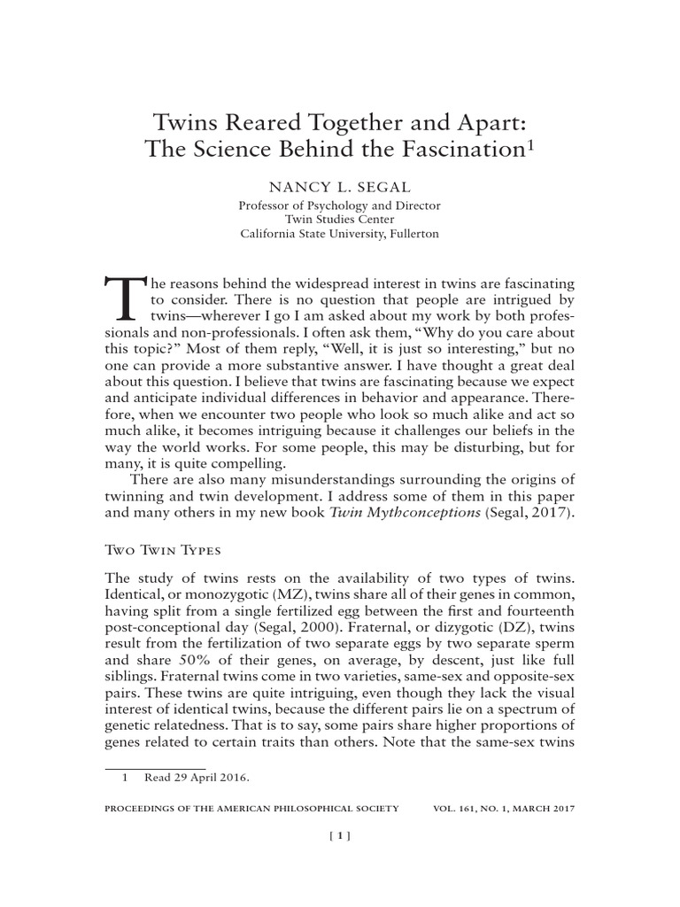 Segal | PDF | Twin | Behavioural Sciences