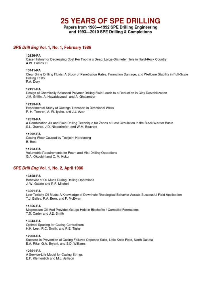 Spe Drilling Papers 25yrs PDF