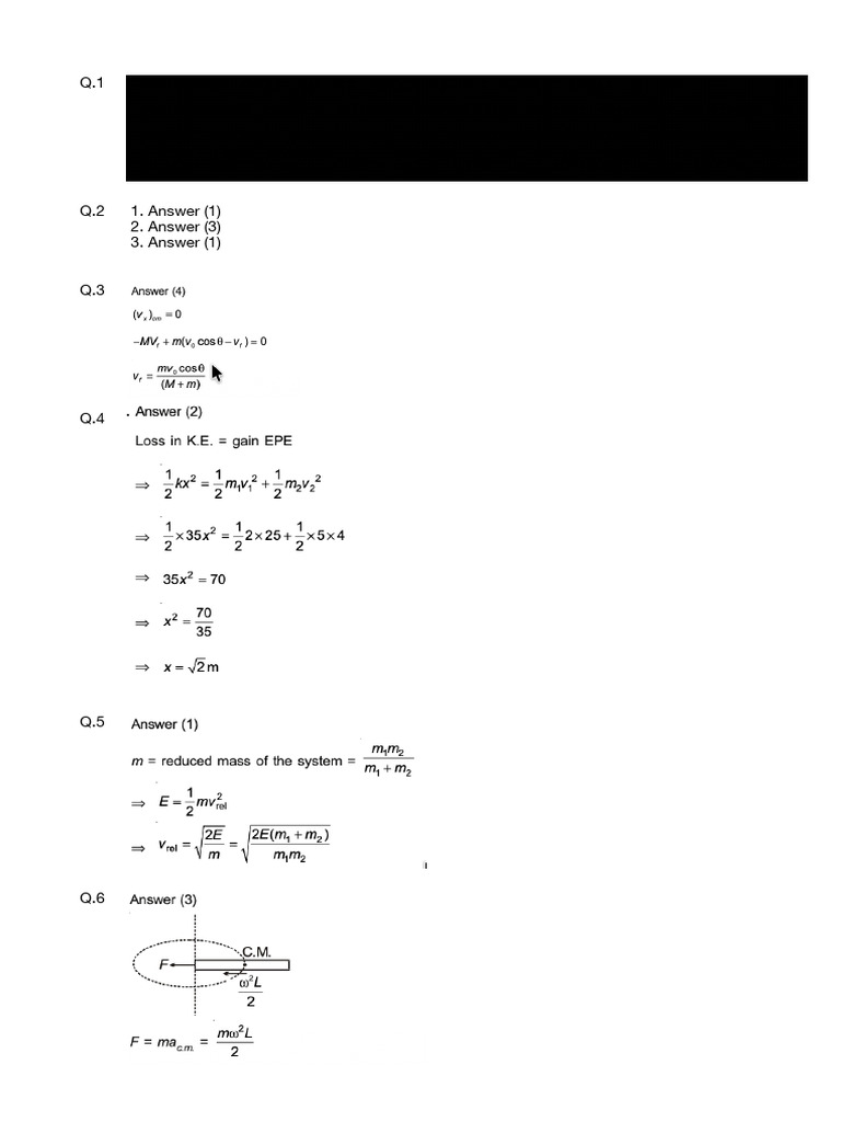11th JEE Practice Test Ans Key | PDF