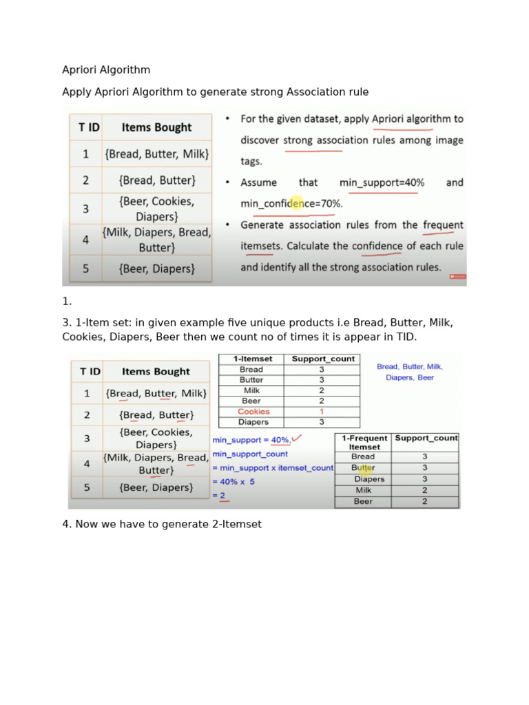 Apriori Algorithm for Association Rules | PDF