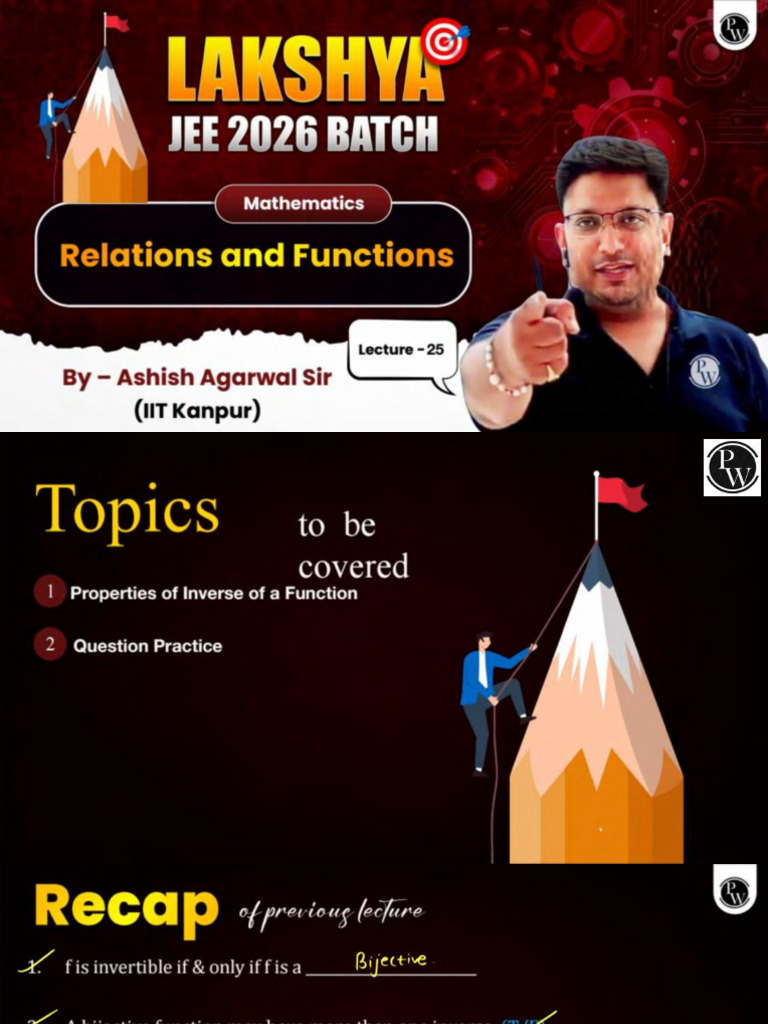 Relations and Functions 25: Class Notes - Lakshya JEE 2026 | PDF